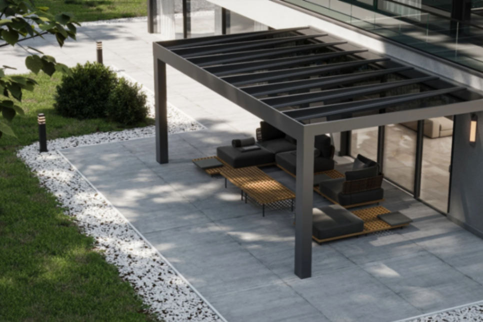 BQB Cube Terrassenüberdachung mit Glas-Eindeckung Opal