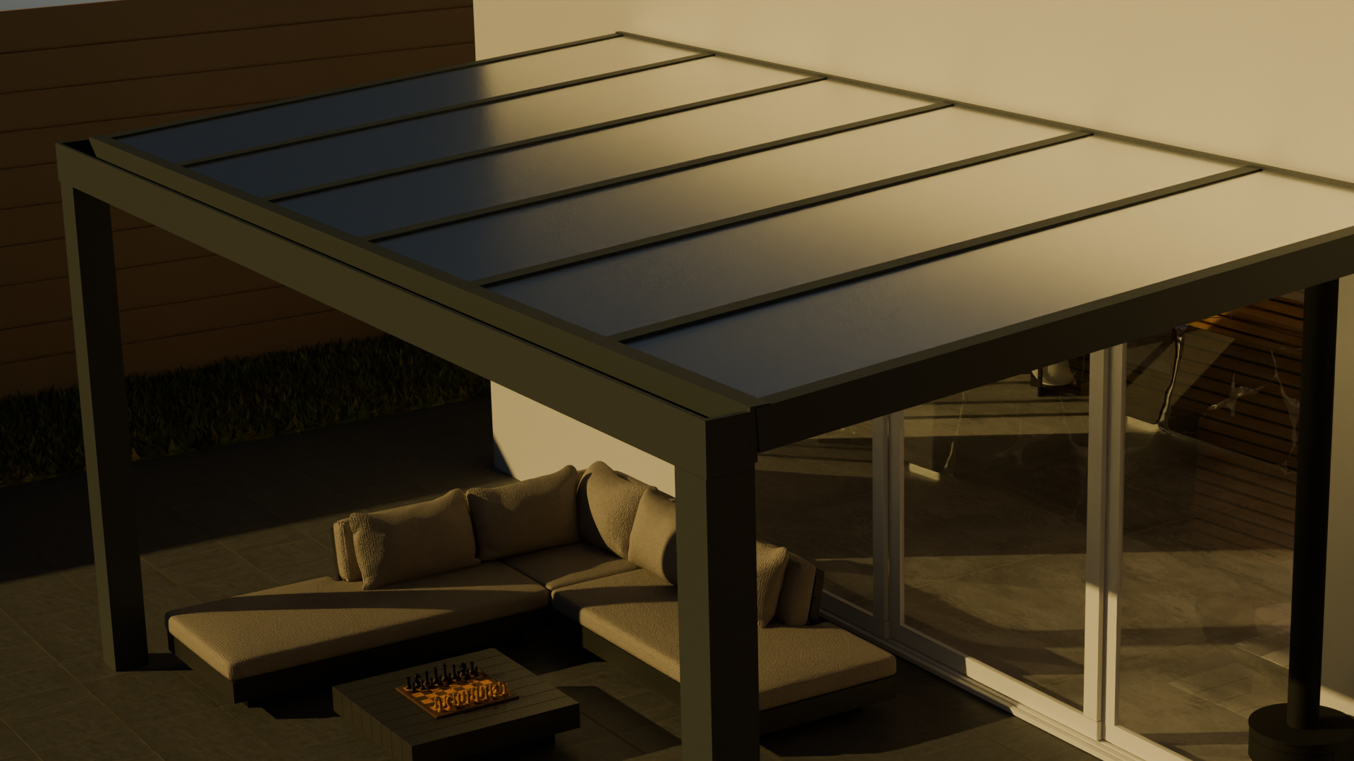 Terrassenüberdachung mit Glas-Eindeckung Opal
