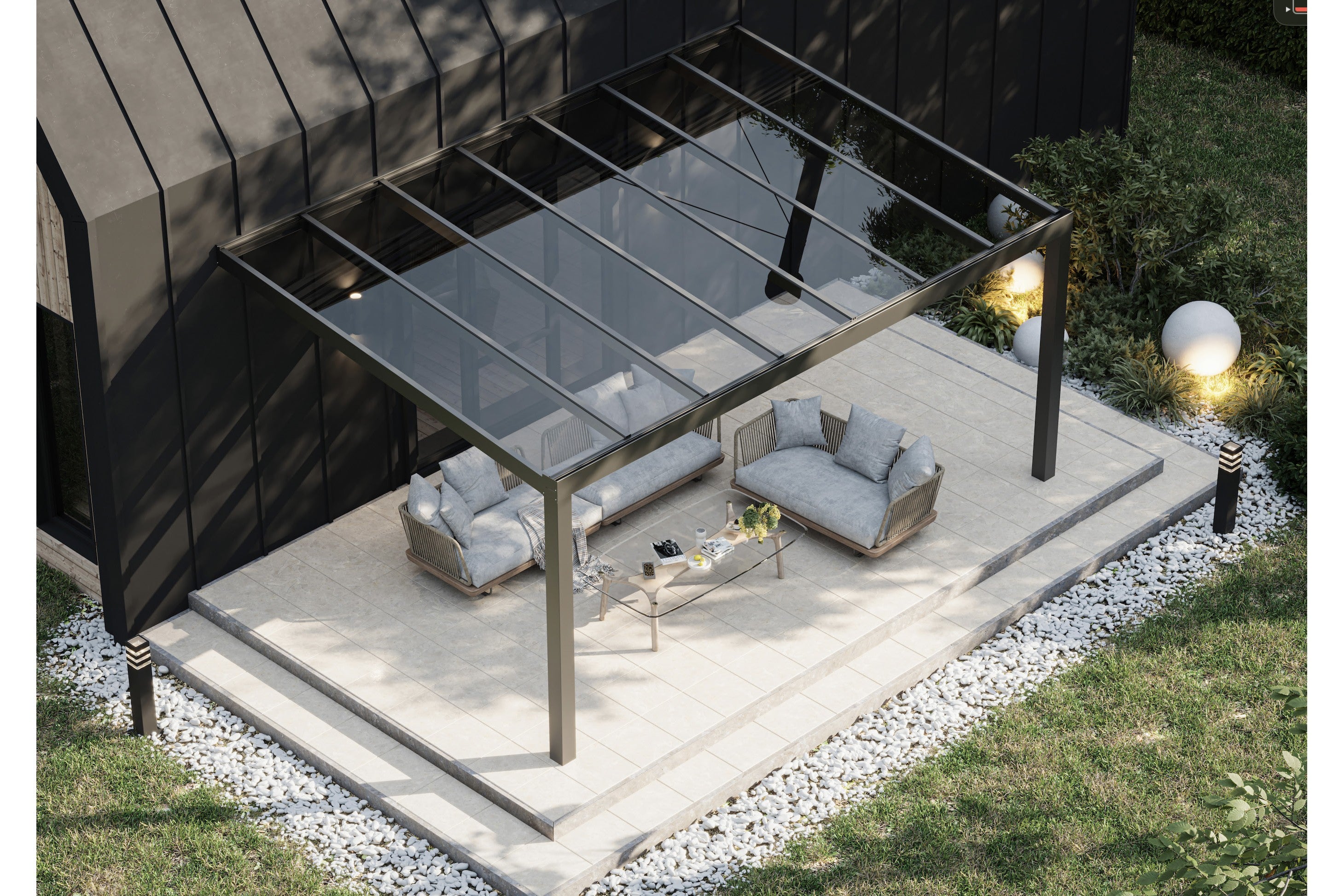 Terrassenüberdachung ohne Eindeckung (für Glas)